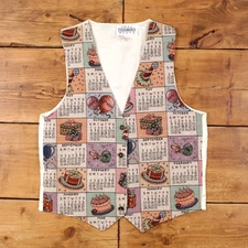 Vintage Idea Nuova Vest Gilet M 90s Novelty Calendar Occassion M/L USA Made