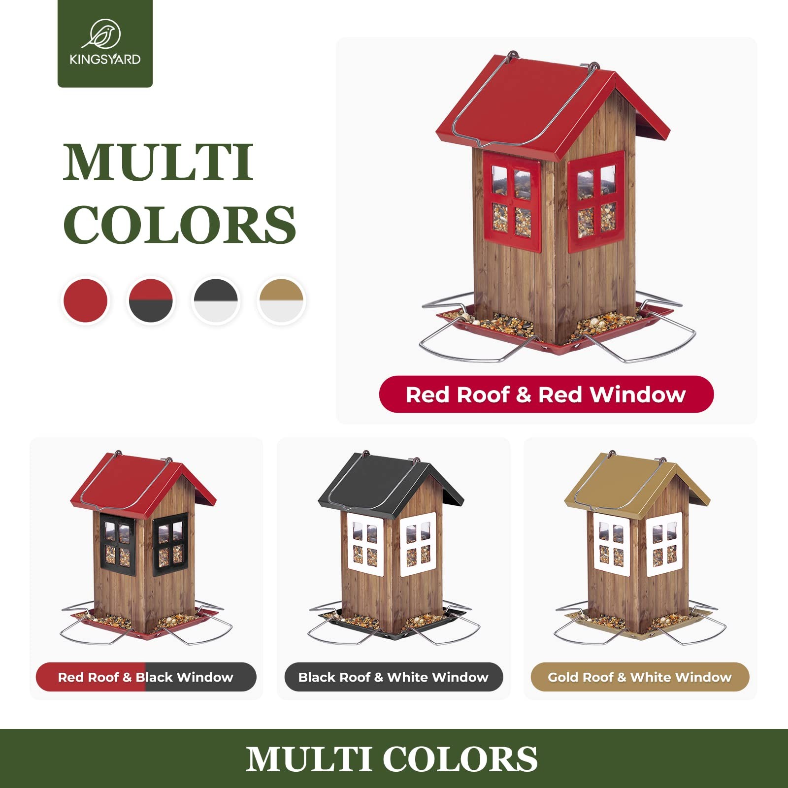 Cute Bird House Feeders for Outside Hanging Metal Bird Feeder with 4 Ports