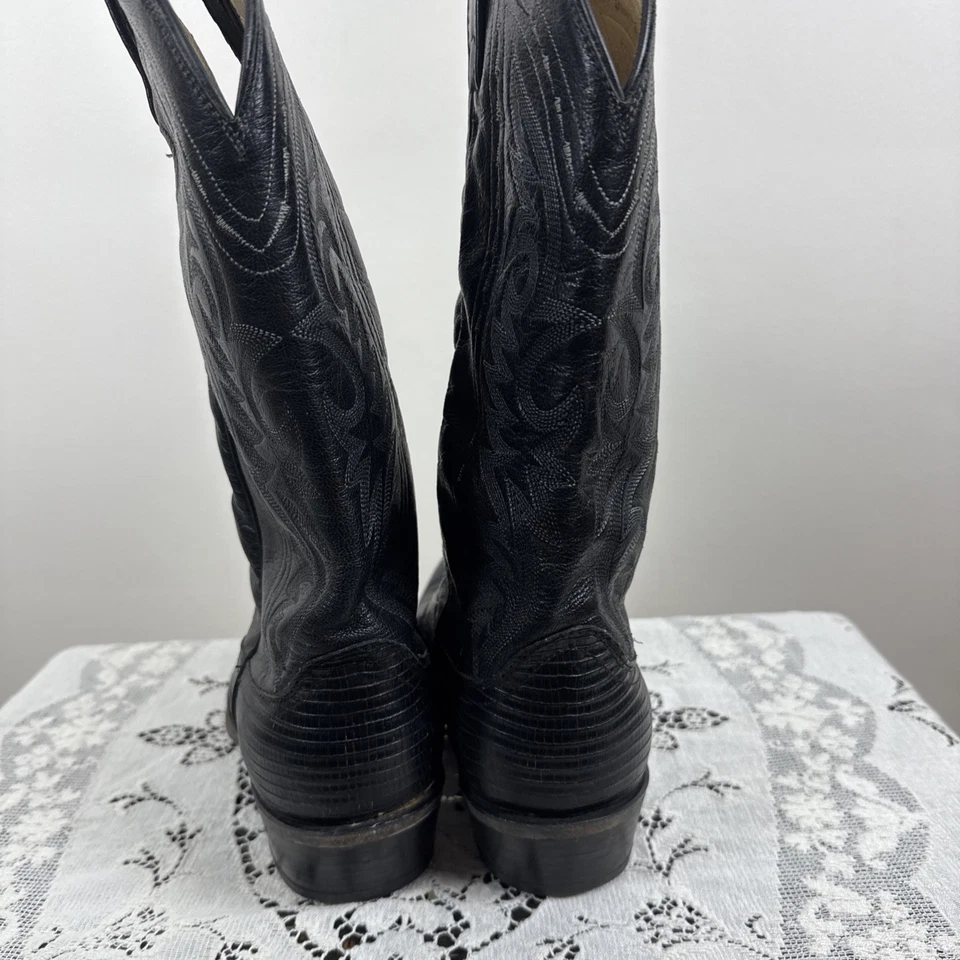 Dan Post Black Leather Lizard Western Boots Men's Size 9.5 EW Cowboy Detail - Image 4 of 4