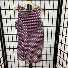 Retro Geometric Scoop Neck Sleevless Shift Pink Dress Size Small