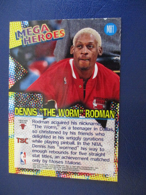 1996-1997 Topps Stadium Club Dennis Rodman Mega Heroes Card