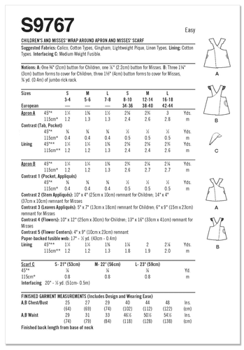 SIMPLICITY SEWING PATTERN 9767 MISSES 8-18 GIRLS 3-8 EASY WRAP AROUND APRONS - Picture 12 of 12