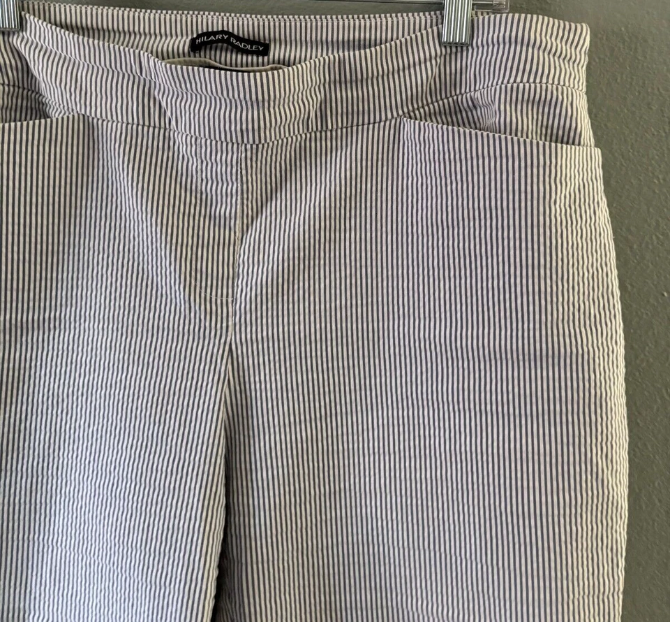 Calça cropped Hilary Radley listrada feminina tamanho XL bolsos - Imagem 2 de 4