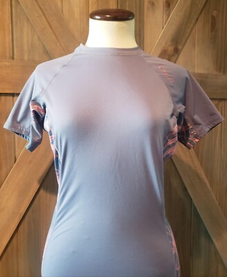 O'Neill Womens Sz L Performance Fit Short Sleeve Rash Guard Shirt Swim Beach
