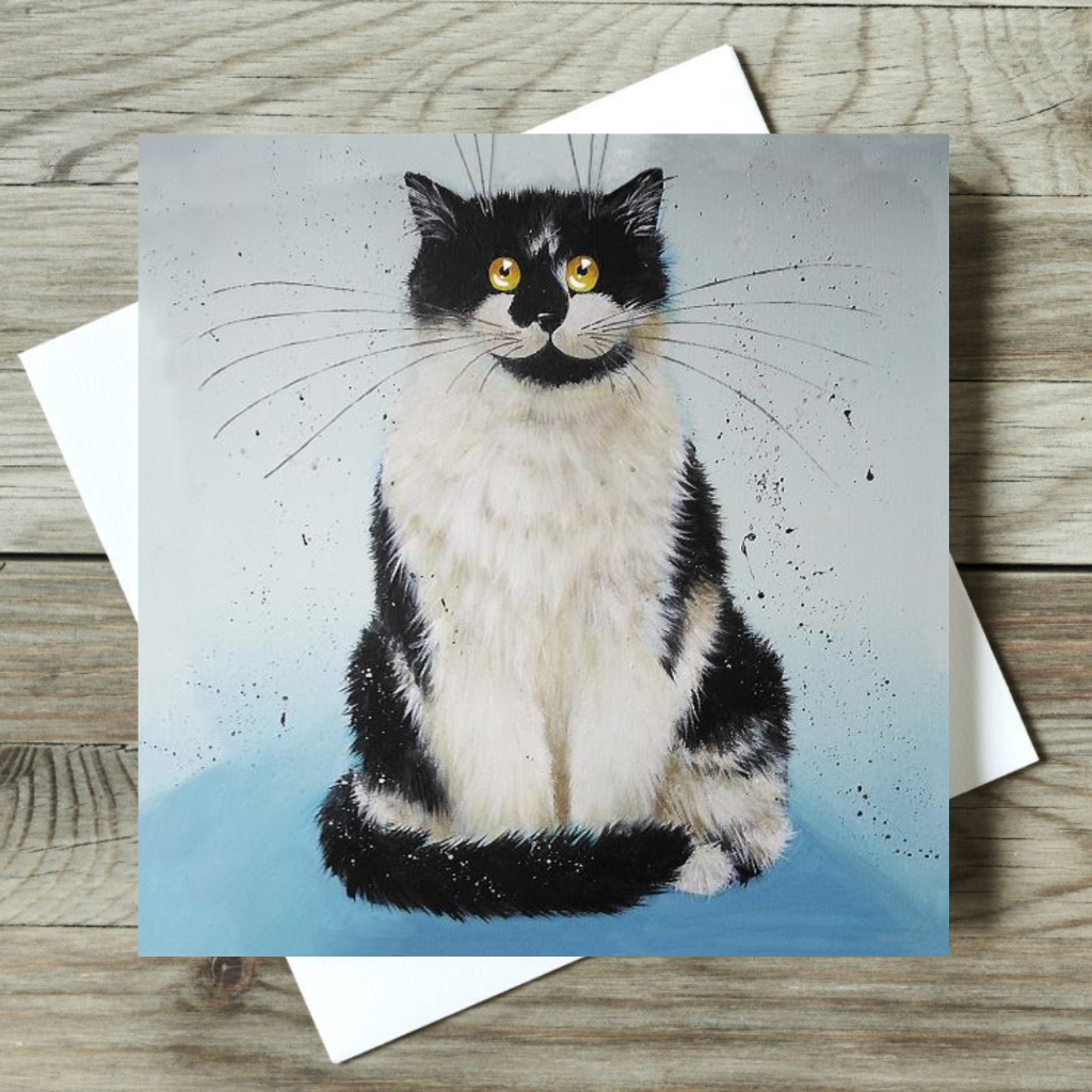 Funny Cat Greeting Card by Kim Haskins 'Mr Grumpy' Humorous Birthday Cards Blank