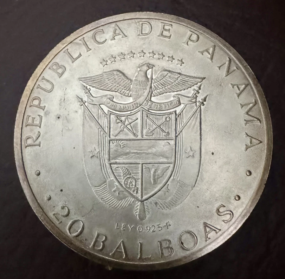 ***PLATA*** 1972 Panamá 20 Balboas Simón Bolívar 4.6oz/130.408g Plata 0.925 Foto 2 de 3