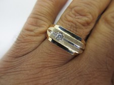 14K Gold Diamond Men's Ring Diamond .10 Carat F-SI1   11.0 Grams