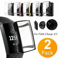 2 Pack For Fitbit Charge 3 4 Case TPU Silicone Protective Clear Case Cover Shell