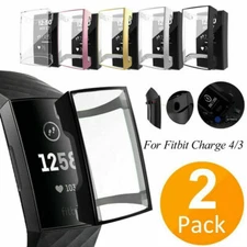 2 Pack For Fitbit Charge 3 4 Case TPU Silicone Protective Clear Case Cover Shell