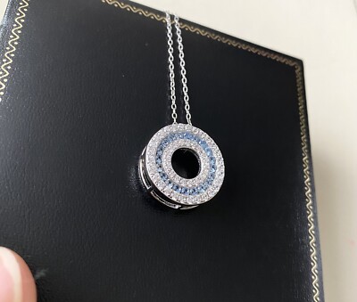 TJC Sterling silver Cubic Zirconia Circle Wheel Pendant