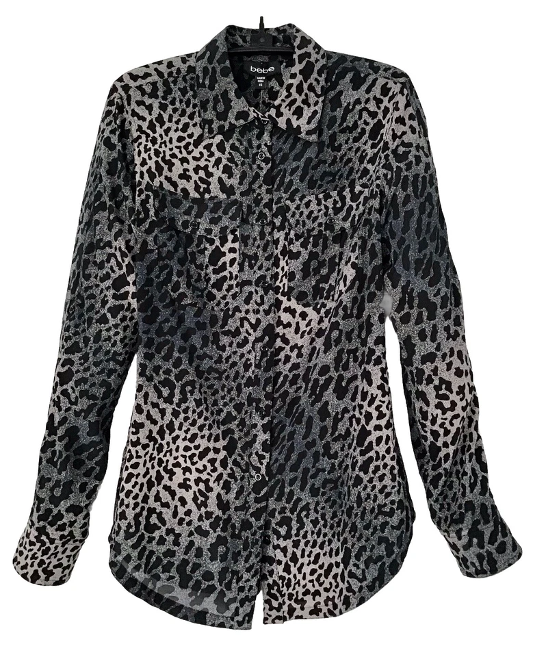 BLUSA DE SEDA BEBE-IMPRESIÓN DE LEOPARDO-BOTÓN ARRIBA-MANGAS 2 VÍAS-ELÁSTICA-TALLA XS-S-NUEVA CON ETIQUETAS DE COLECCIÓN Foto 2 de 4