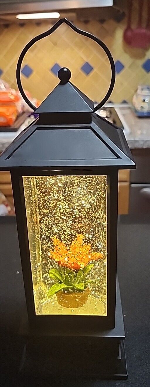 QVC Lori Greiner Orange Spring Flower Light Up Water Lantern Snow Globe!