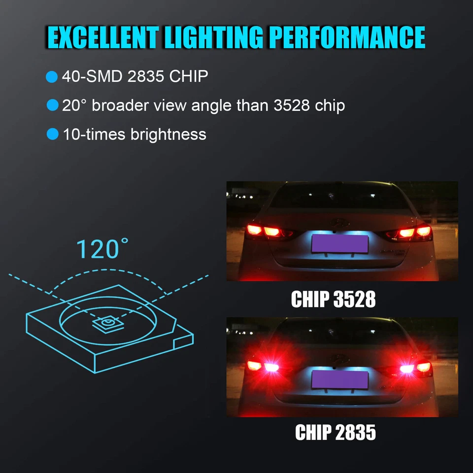 LED 7443 7444 Rojo Estroboscópico Freno Parada Bombilla Lámpara Intermitente Flash Alerta Legal Foto 4 de 4