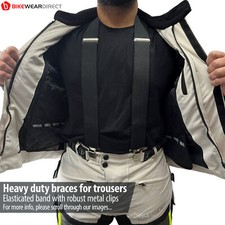 Motorcycle Trousers Braces Heavy Duty Clip Mens Elastic Biker Motorbike Pants