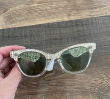 CAT EYE SUNGLASSES PARTY 1950'S Off White/Gray SHINY