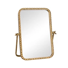Vintage Desk Makeup Mirror, 12" L x 7.9" W Antique Gold Vanity Table Mirror, ...