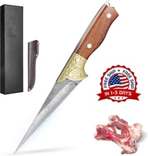 Cuchillo 5" De Chef Carnicero Cimitarra Profesional Acero Inoxidable Para Carne