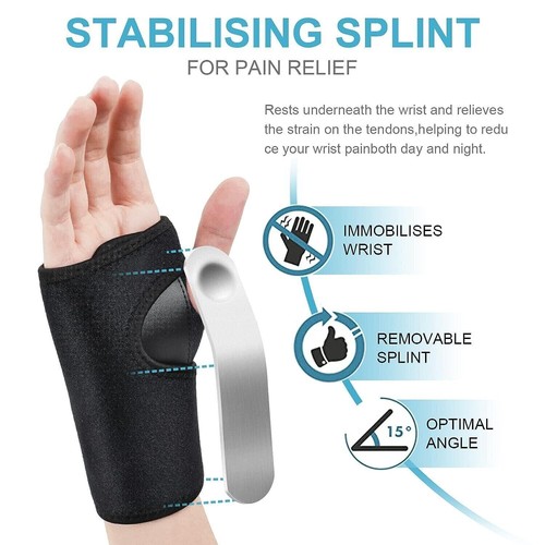 Wrist Hand Brace Support Carpal Tunnel Sprain Arthritis Gym Splint Right / Left - Picture 4 of 15