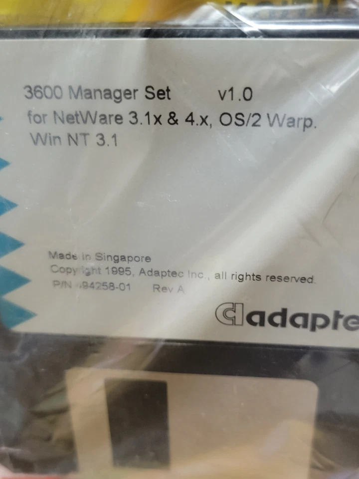 Adaptec 3600 Manager Set v1.0 for Netware 3.1x, OS/2 Warp, Win NT 3.1 (1995) New - Image 2 of 4