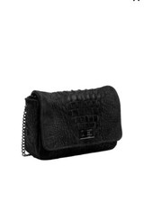 Borsa elegante vera pelle nera scamosciata 