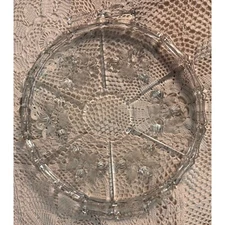Vintage Floral Glass Divided Serving Tray Relish Dish Appetizer Plate 11 Inch