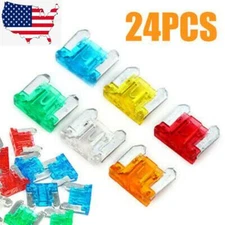 24PCS Micro Blade Fuse Assorted Kit Mixed Low Profile Mini Car Van Auto 5A-30A