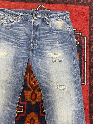 Vintage Levi’s Skull Stonewashed Denim Custom Handmade Jeans 36 - 32 Johnny Depp - Picture 6 of 8