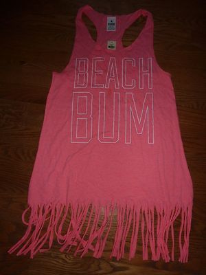 VICTORIAS SECRET PINK FRINGED ''BEACH BUM'' ''PINK'' TANKTOP NWT