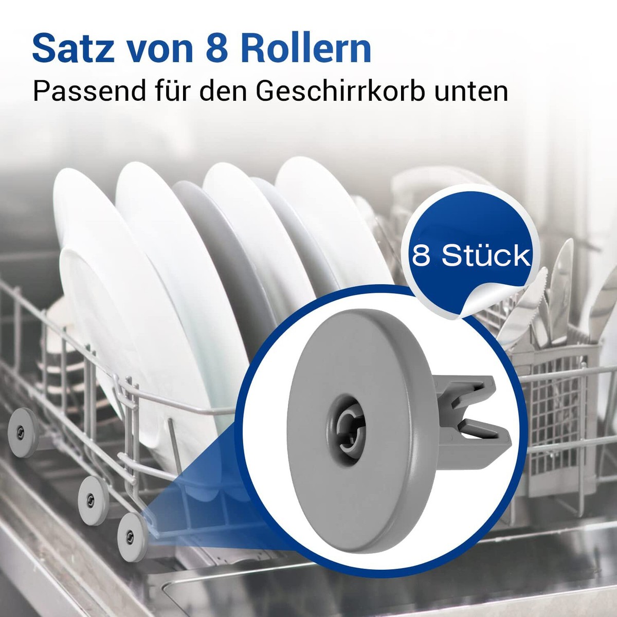 8x Korbrollen 40mm Für Geschirrspüler - Ersatzrollen Für AEG, Electrolux, Zanussi & Mehr