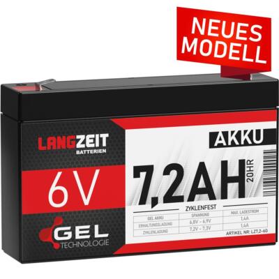 Akku 6V 7,2Ah Batterie Blei Gel Kinderauto PEG PEREGO USV Notstrom 7Ah 6Volt