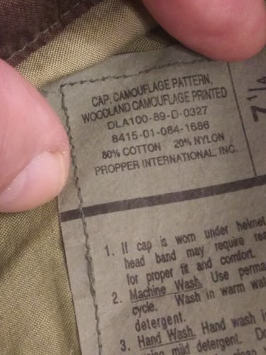 Proper Intl Inc Woodland Camoflage BDU Cap Camoflage Pattern Printed Sz 7 1/4 - Bild 10 von 11