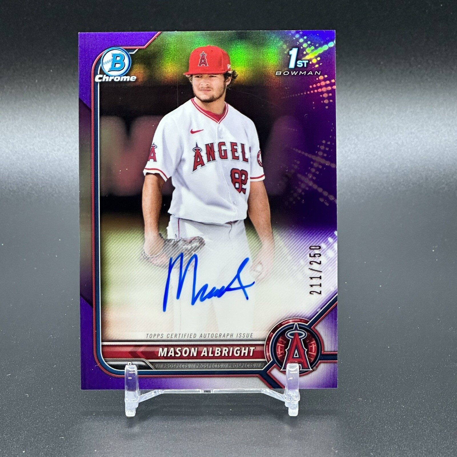 2022 Bowman Chrome Purple Refractor #'d /250 Mason Albright #CPA-MA Auto Angels