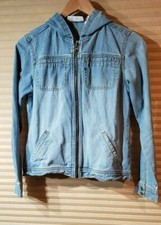 Old Navy Size XXL Girls Hooded Zip Ribbon Trimmed Denim Lightweight Jacket