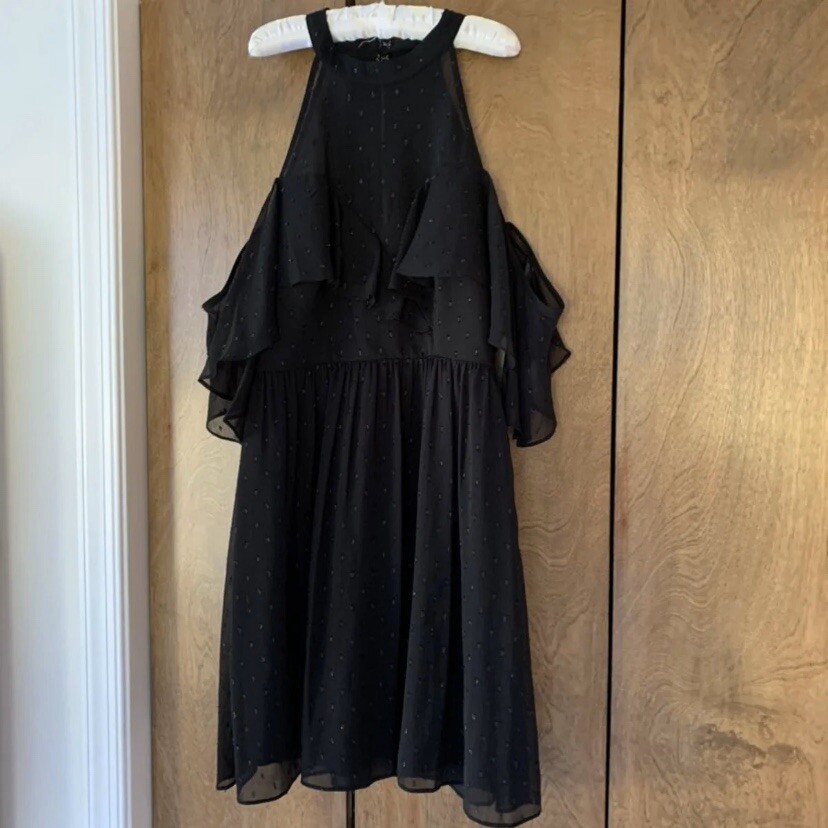 NWT BCBGeneration BCBG Halter Cold Shoulder Ruffle Dress Black Size 2 MSRP  $118 | eBay
