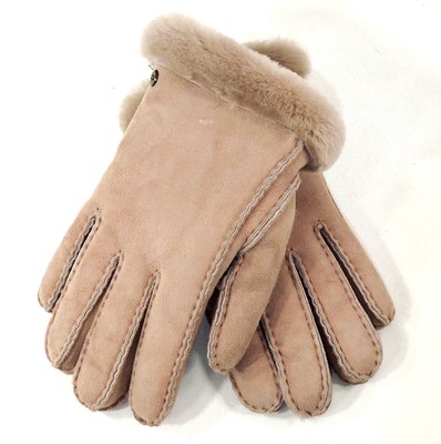 UGG   WOMEN'S DUST ROSE SUEDE LAMB FUR COMFORT WINTER GLOVES, L SIZE