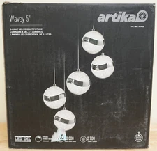 New Open Box - Artika Wavey 5 LED Pendant Fixture Hanging PDT-5WA-C