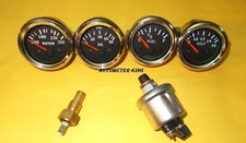 With Oiltemp Sender 52mm Electrical Oil Pressure Temp Volt Fuel Gauge-blk