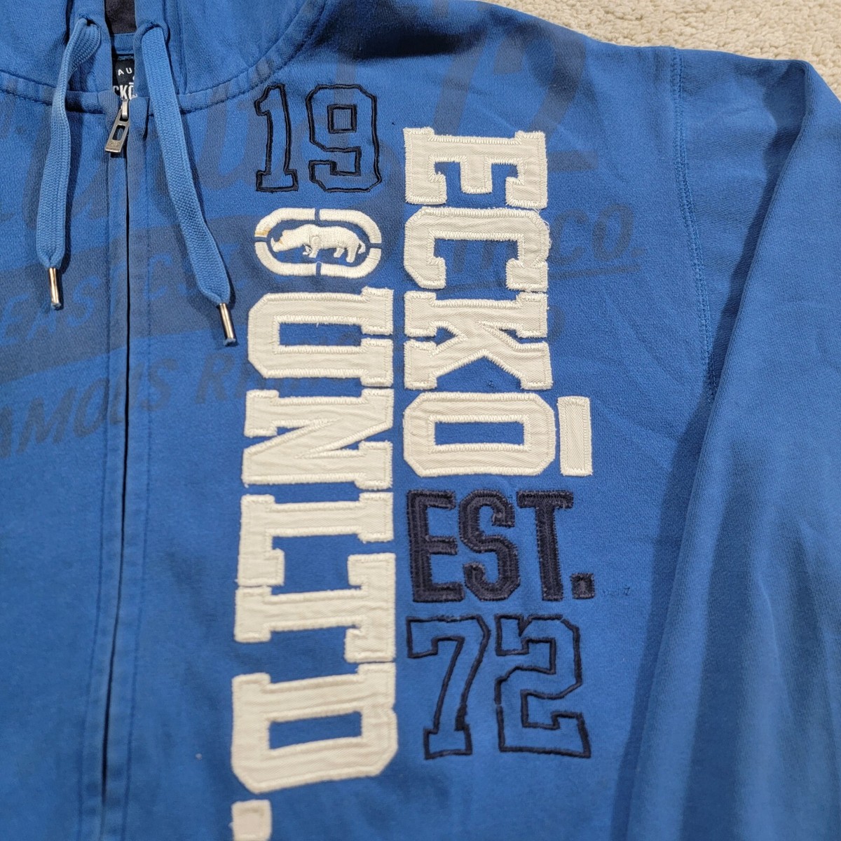 トップス rurumu echoes printed hoodie M blue rurumu echoes printed hoodie M blue