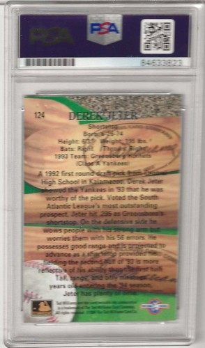 DEREK JETER PSA DNA SIGNED 1994 TED WILLIAMS ROOKIE CARD #124 AUTO MINT 9 - Picture 2 of 2