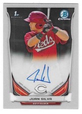 2014 1st BOWMAN CHROME JUAN SILVA AUTO PROSPECT #BCAP-JS CINCINNATI REDS