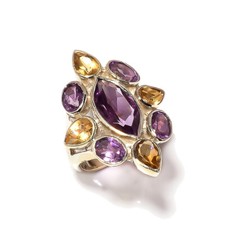 Awesome Multi Stone Gemstone Handmade 925 Sterling Silver Ring Size "8.00"