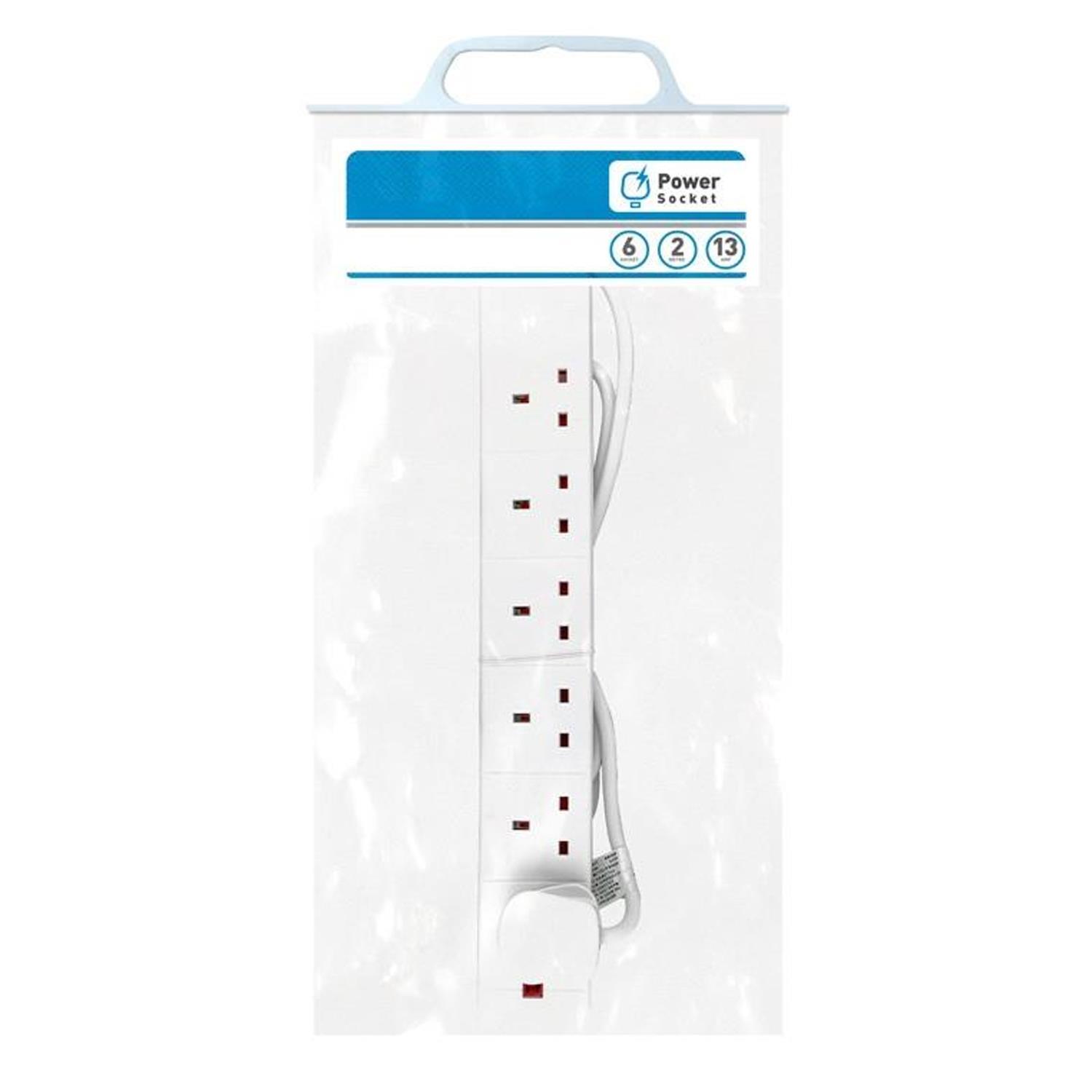 6 Way Extension Socket White 2m Status 6WS2MCP20 for sale online  