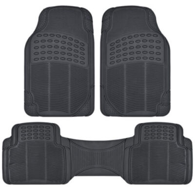 Car Floor Mats All Weather Rubber Heavy Duty Universal Fit 3pc Full Set Black