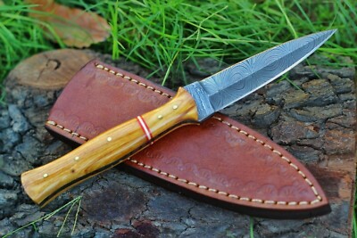 custom handmade Forged Damascus Steel double edge hunting Dagger Boot Knife 
