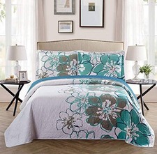 Fancy Collection 3 Pc Bedspread Bed Cover Oversize New Full/Queen,White Grey...