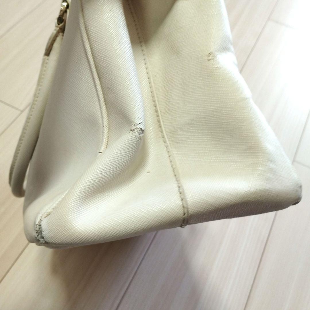 Prada Galleria White Leather Handbag AB Used Shoulder Bag Belt thumbnail 6