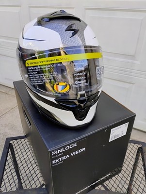 NEW Scorpion EXO R1 AIR HIVE White/Black Full Face Motorcycle  Helmet  Large