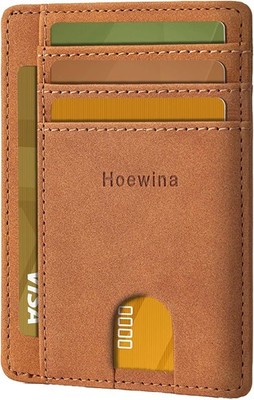 Slim Minimalist Wallet for Men & Women Credit Card Holder RFID Leather Mist Coff