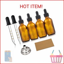 4 Pack, 2 oz Dropper Bottles with 2pcs Glass Pipettes 1ml - Essential Oils Bott