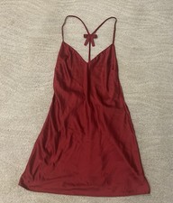 Victoria's Secret ready red crystal bow satin mini slip, one piece, SZ S, BNWT 